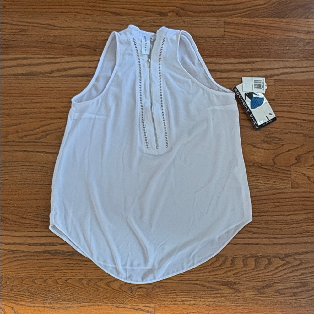 Sleeveless White Zip-Front Women's Tank Top